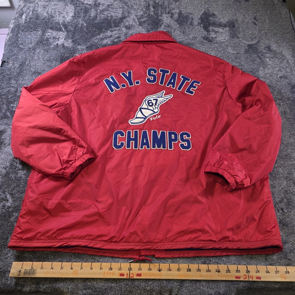 Polo Ralph Lauren New York State Champs Coach Jacket Mens L Tall Red P Wing 67